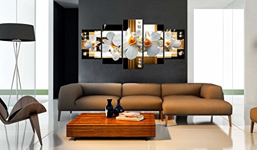 Wall Art Flowers Orchid 5pcs Home Decor Framed Stretched Picture Photo Painting Artwork for Living Room Floral Nature Botanical