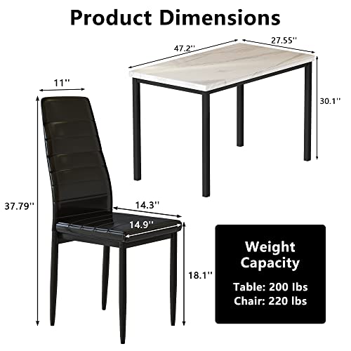 4 Pieces Dining Table Set, Industrial Dining Table with Bench and Chairs, Table Set with Storage Rack