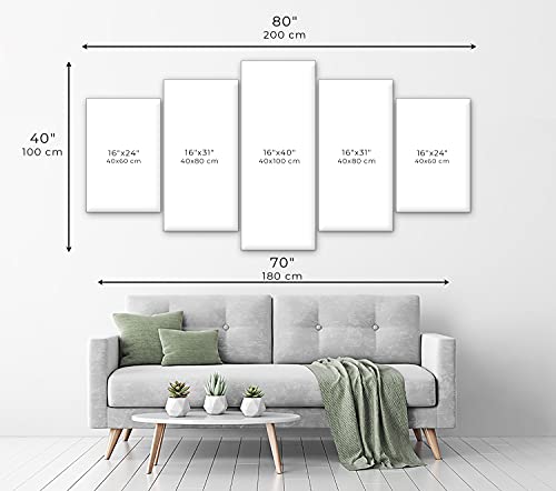 Acoustic Canvas Wall Art Abstract 80x40 in - 5pcs Home Decor Framed Stretched Picture Photo Painting Artwork for Living Room