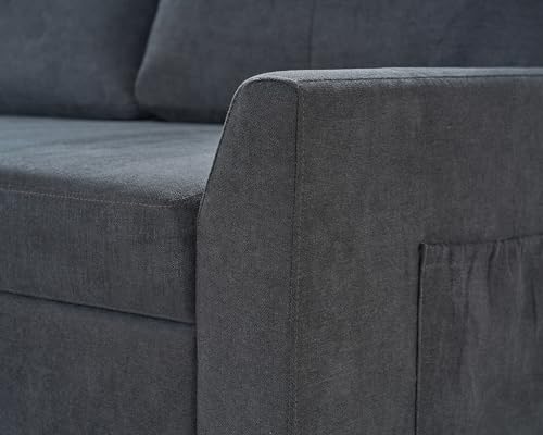 112 Inch Pull Out Sofa Bed with Storage Chaise & 3 Seater, Oversized U Shape Sectional Couch with Pull Out Bed,