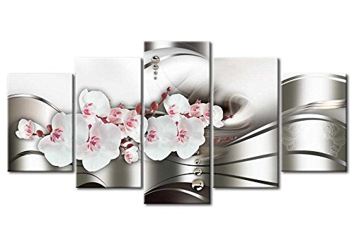 Wall Art Flowers Orchid 5pcs Home Decor Framed Stretched Picture Photo Painting Artwork for Living Room Floral Nature Botanical