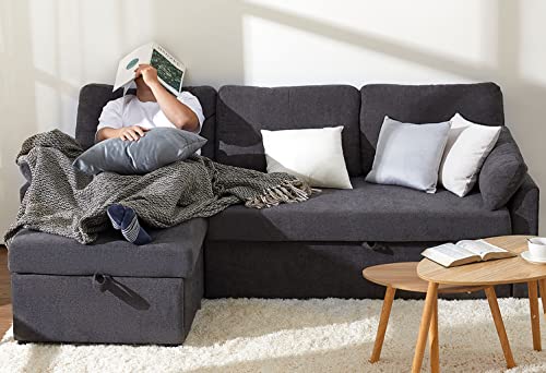 112 Inch Pull Out Sofa Bed with Storage Chaise & 3 Seater, Oversized U Shape Sectional Couch with Pull Out Bed,