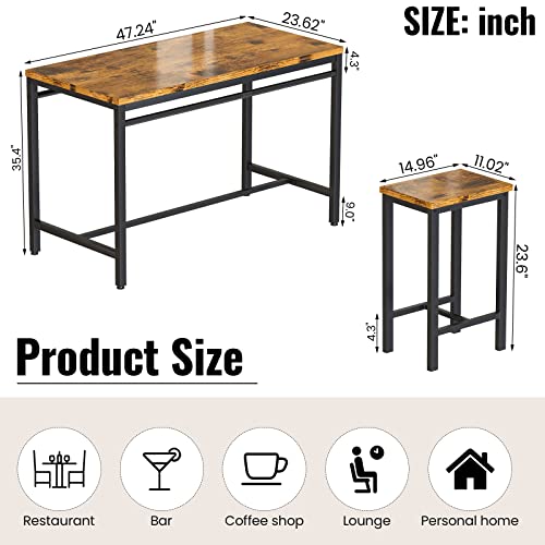 4 Pieces Dining Table Set, Industrial Dining Table with Bench and Chairs, Table Set with Storage Rack