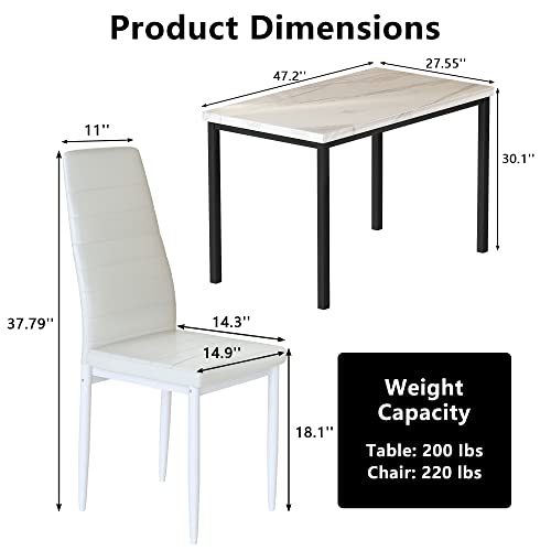 4 Pieces Dining Table Set, Industrial Dining Table with Bench and Chairs, Table Set with Storage Rack