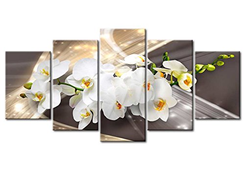 Wall Art Flowers Orchid 5pcs Home Decor Framed Stretched Picture Photo Painting Artwork for Living Room Floral Nature Botanical