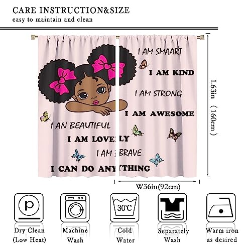 , Black Girl Magic Thermal Insulation Blackout Window Treatments for Bedroom Living Room 42x45 Inch
