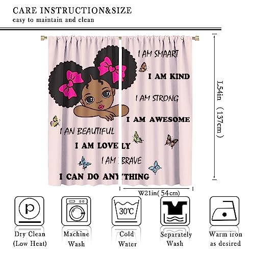 , Black Girl Magic Thermal Insulation Blackout Window Treatments for Bedroom Living Room 42x45 Inch