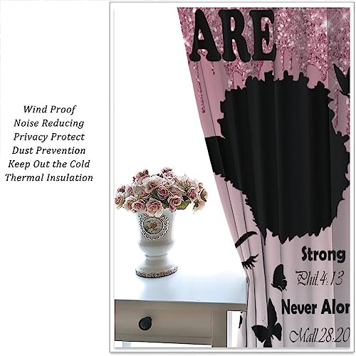 , Black Girl Magic Thermal Insulation Blackout Window Treatments for Bedroom Living Room 42x45 Inch
