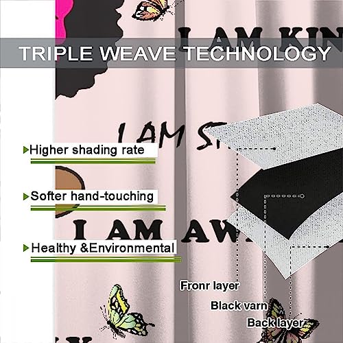 , Black Girl Magic Thermal Insulation Blackout Window Treatments for Bedroom Living Room 42x45 Inch