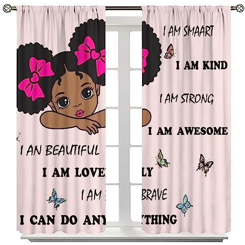 , Black Girl Magic Thermal Insulation Blackout Window Treatments for Bedroom Living Room 42x45 Inch
