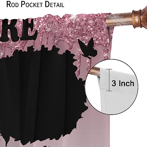 , Black Girl Magic Thermal Insulation Blackout Window Treatments for Bedroom Living Room 42x45 Inch