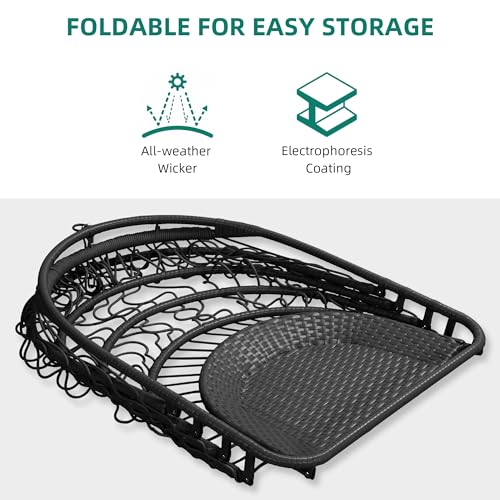 Wicker Hammock Chair Foldable Hanging Basket Chair With or Without Stand for Outdoor, Indoor, Patio,