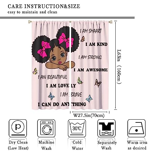 , Black Girl Magic Thermal Insulation Blackout Window Treatments for Bedroom Living Room 42x45 Inch