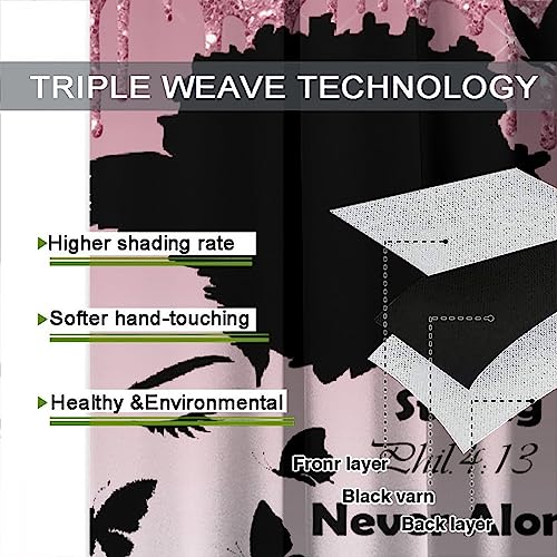 , Black Girl Magic Thermal Insulation Blackout Window Treatments for Bedroom Living Room 42x45 Inch