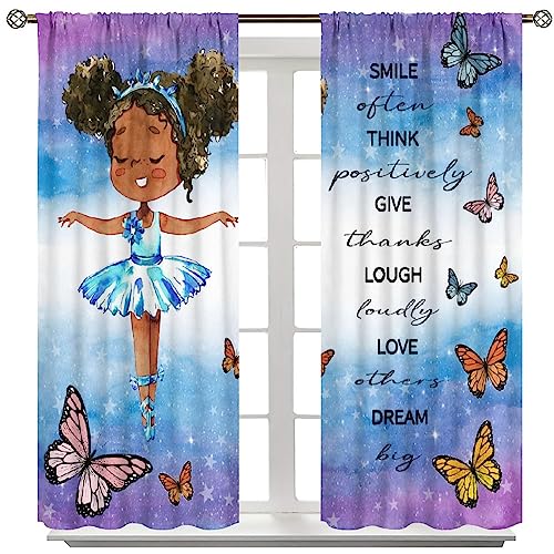 , Black Girl Magic Thermal Insulation Blackout Window Treatments for Bedroom Living Room 42x45 Inch