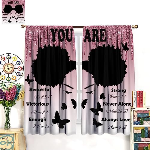 , Black Girl Magic Thermal Insulation Blackout Window Treatments for Bedroom Living Room 42x45 Inch