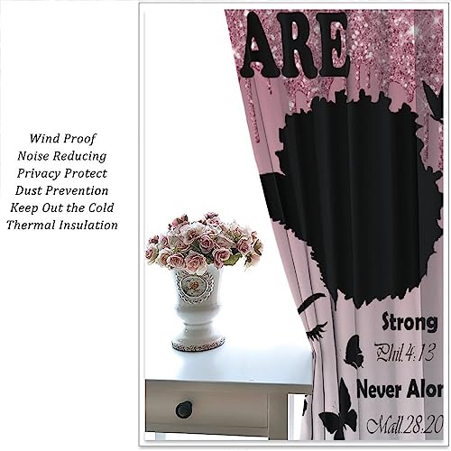 , Black Girl Magic Thermal Insulation Blackout Window Treatments for Bedroom Living Room 42x45 Inch