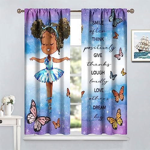 , Black Girl Magic Thermal Insulation Blackout Window Treatments for Bedroom Living Room 42x45 Inch