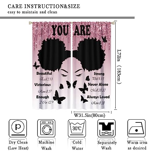 , Black Girl Magic Thermal Insulation Blackout Window Treatments for Bedroom Living Room 42x45 Inch