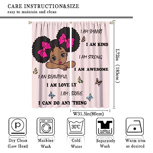 , Black Girl Magic Thermal Insulation Blackout Window Treatments for Bedroom Living Room 42x45 Inch
