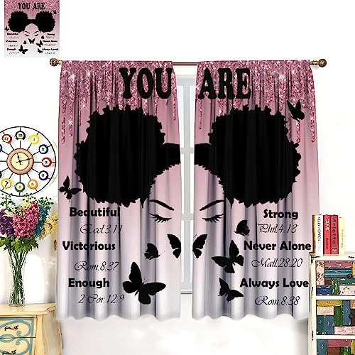 , Black Girl Magic Thermal Insulation Blackout Window Treatments for Bedroom Living Room 42x45 Inch