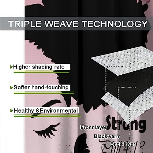 , Black Girl Magic Thermal Insulation Blackout Window Treatments for Bedroom Living Room 42x45 Inch