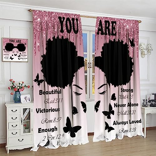 , Black Girl Magic Thermal Insulation Blackout Window Treatments for Bedroom Living Room 42x45 Inch
