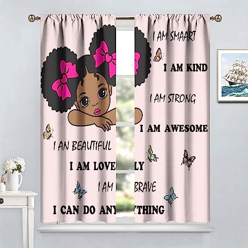, Black Girl Magic Thermal Insulation Blackout Window Treatments for Bedroom Living Room 42x45 Inch