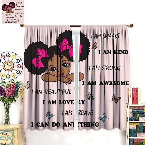 , Black Girl Magic Thermal Insulation Blackout Window Treatments for Bedroom Living Room 42x45 Inch