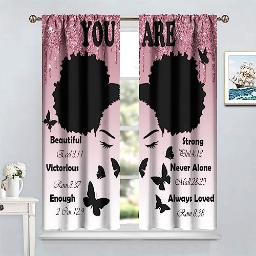 , Black Girl Magic Thermal Insulation Blackout Window Treatments for Bedroom Living Room 42x45 Inch