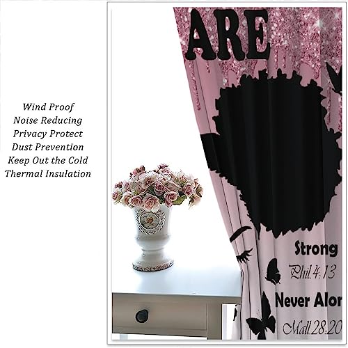 , Black Girl Magic Thermal Insulation Blackout Window Treatments for Bedroom Living Room 42x45 Inch
