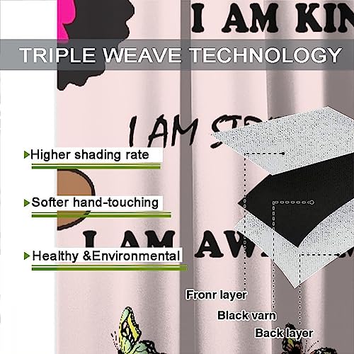 , Black Girl Magic Thermal Insulation Blackout Window Treatments for Bedroom Living Room 42x45 Inch