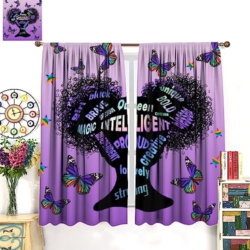 , Black Girl Magic Thermal Insulation Blackout Window Treatments for Bedroom Living Room 42x45 Inch