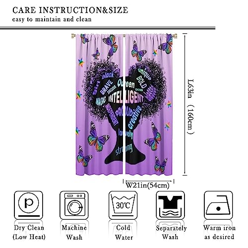 , Black Girl Magic Thermal Insulation Blackout Window Treatments for Bedroom Living Room 42x45 Inch