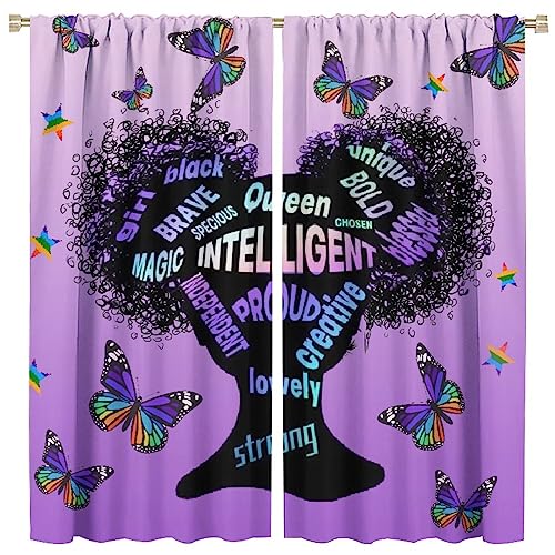 , Black Girl Magic Thermal Insulation Blackout Window Treatments for Bedroom Living Room 42x45 Inch