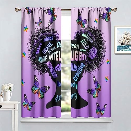 , Black Girl Magic Thermal Insulation Blackout Window Treatments for Bedroom Living Room 42x45 Inch