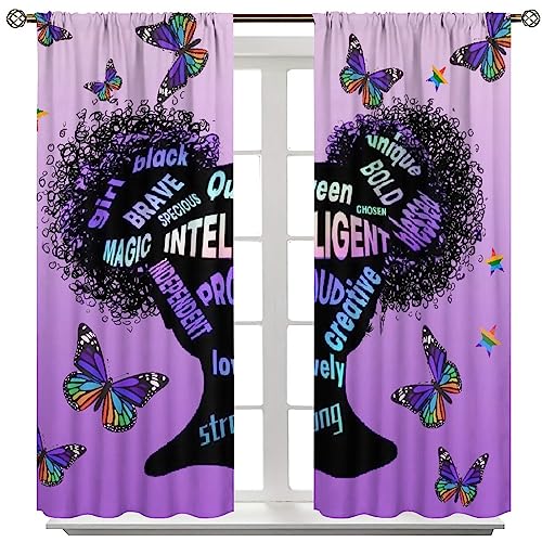 , Black Girl Magic Thermal Insulation Blackout Window Treatments for Bedroom Living Room 42x45 Inch
