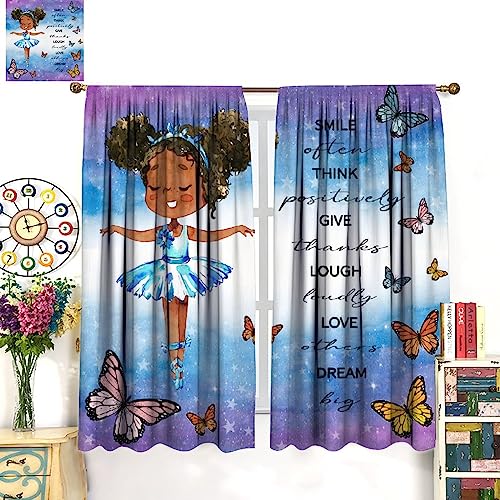 , Black Girl Magic Thermal Insulation Blackout Window Treatments for Bedroom Living Room 42x45 Inch