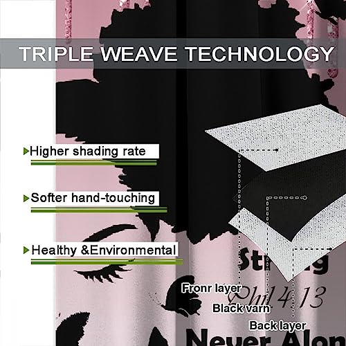 , Black Girl Magic Thermal Insulation Blackout Window Treatments for Bedroom Living Room 42x45 Inch