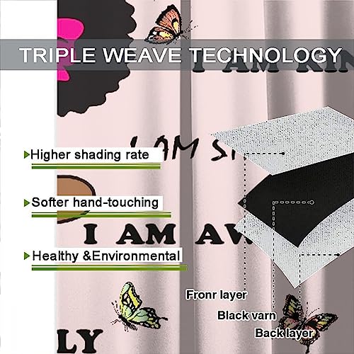 , Black Girl Magic Thermal Insulation Blackout Window Treatments for Bedroom Living Room 42x45 Inch