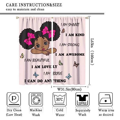 , Black Girl Magic Thermal Insulation Blackout Window Treatments for Bedroom Living Room 42x45 Inch