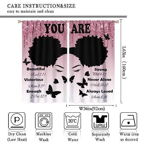 , Black Girl Magic Thermal Insulation Blackout Window Treatments for Bedroom Living Room 42x45 Inch