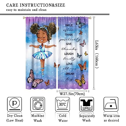 , Black Girl Magic Thermal Insulation Blackout Window Treatments for Bedroom Living Room 42x45 Inch