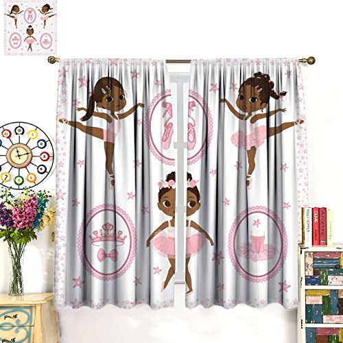, Black Girl Magic Thermal Insulation Blackout Window Treatments for Bedroom Living Room 42x45 Inch