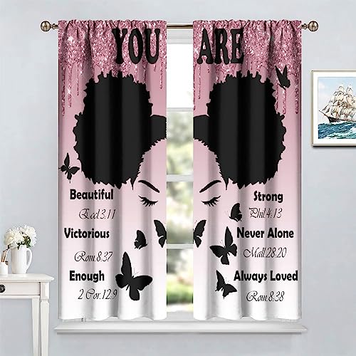 , Black Girl Magic Thermal Insulation Blackout Window Treatments for Bedroom Living Room 42x45 Inch