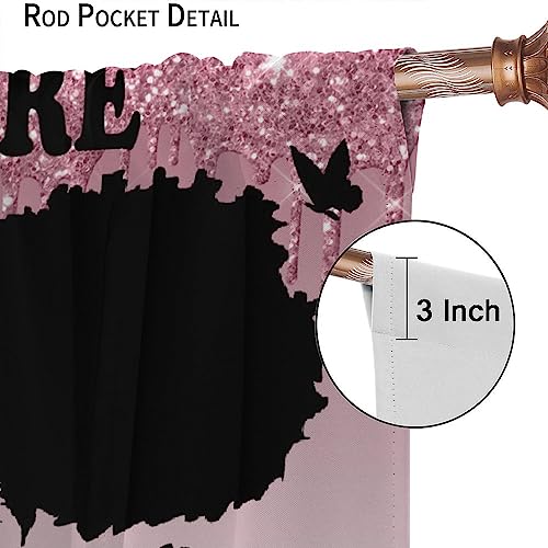 , Black Girl Magic Thermal Insulation Blackout Window Treatments for Bedroom Living Room 42x45 Inch