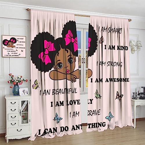 , Black Girl Magic Thermal Insulation Blackout Window Treatments for Bedroom Living Room 42x45 Inch
