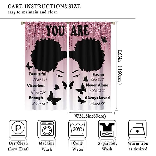 , Black Girl Magic Thermal Insulation Blackout Window Treatments for Bedroom Living Room 42x45 Inch