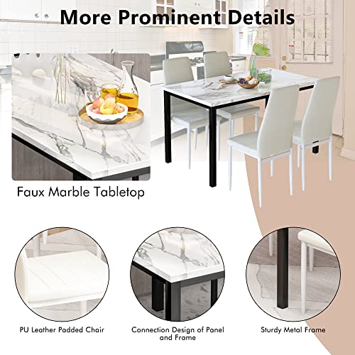4 Pieces Dining Table Set, Industrial Dining Table with Bench and Chairs, Table Set with Storage Rack