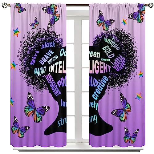 , Black Girl Magic Thermal Insulation Blackout Window Treatments for Bedroom Living Room 42x45 Inch
